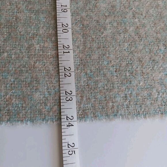 Jacques d'Albry Mint Green/Beige Large Acrylic Wool Blend Scarf w/Fringe 70X24" - Picture 6 of 7